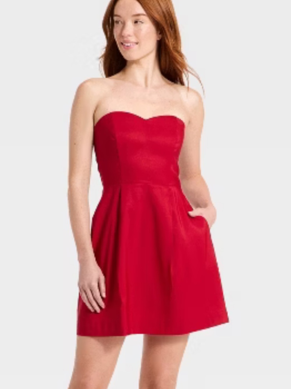 A New Day Strapless Red Mini Dress‎ - Classic Fit & Flare